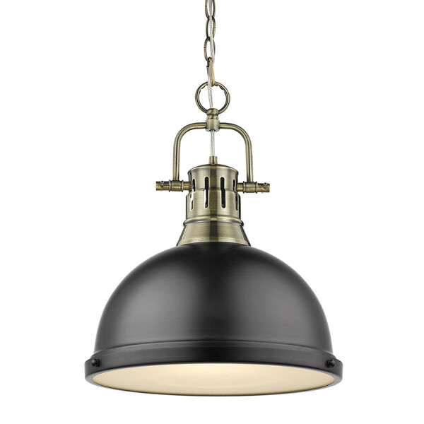 Duncan Aged Brass and Black 16-Inch One-Light Pendant, image 1